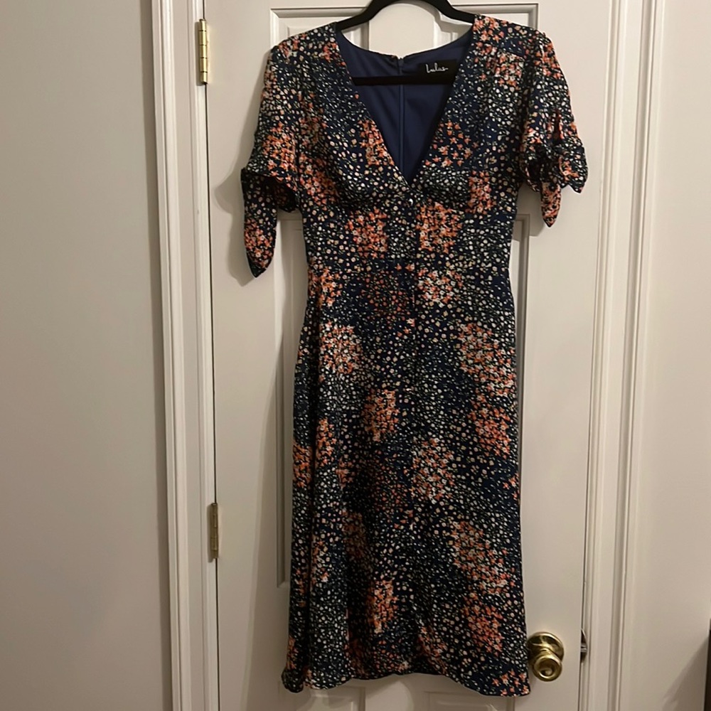 Floral Flowy Midi Dress with Tie Sleeves